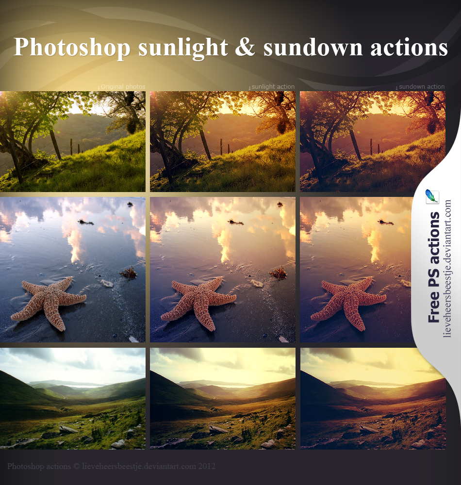 Photoshop actions sunlight and sundown