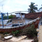 Fishermen's boat stranded in Kallady, Batticaloa, Sri Lanka.