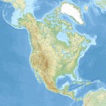 Relief location map of North America.